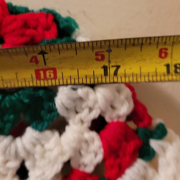 Vintage Crocheted Childrens Christmas Poncho Granny Square Shawl Handmade M - Picture 8 of 8